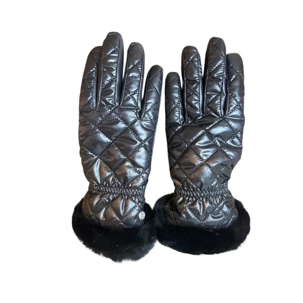 UGG Quilted All Weather Tech Gloves Shearling Sheepskin Black
